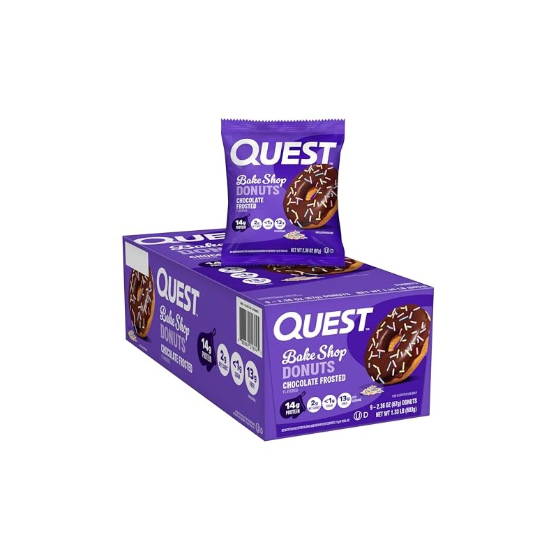 Quest Nutrition Bake Shop, Chocolate Frosted Donuts, 14g Protein, Less