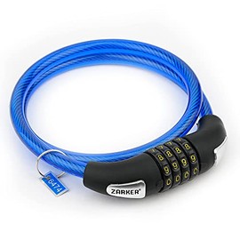 Zarker NO90 Bike Lock - 3 Feet High Security 4 Digit Resettable Combination Coiling Bike Cable Lock, 0.9m x 12mm - 1Pack(Blue)