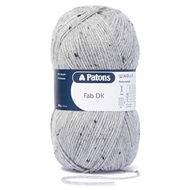 Patons Fab DK Kitting/Crochet Yarn Double Knitting Wool 100g Balls and 100% Acrylic Machine Washable & Tumble Dry Yarn - 44 Colours in The Range - Colour 8376 - Light Grey Tweed - 4 x 100g Balls