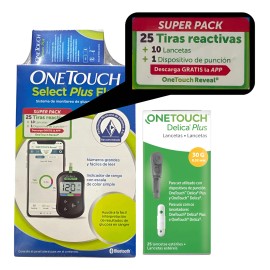Kit 25 Tiras One Touch +35 Lancetas+lancetador+glucometro