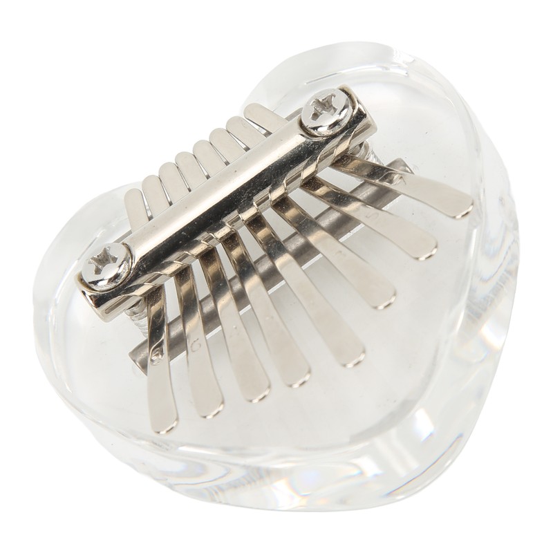 Heart Shaped Thumb Piano Mini Portable Transparent Crystal 8 Keys