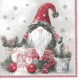 20 Napkins Furry Gnome Gnome Winter Christmas Table Decoration 33 x 33 cm
