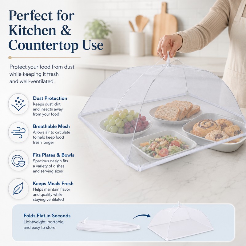 Foldable Mesh Food Cover for Indoor & Outdoor Dining –