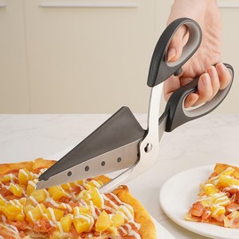 Feishiong Pizza Scissors,Pizza Cutter with Shovel,Food Grade Stainless Steel Pizza Cutter,Multifunctional Kitchen Scissors