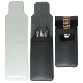 Yongkang Sublimation Pen Bag Pen Sleeve 3 Pieces (Blank Leather + Colored Leather) Capacity of 1-5 pens DIY Process (Black)