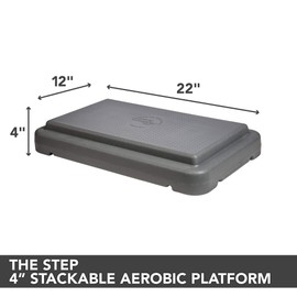 The Step (Made in USA) 4 Inch Stackable Aerobic Exercise Platform (Grey) with Non-Slip Surface and Nonskid Feet to Prevent Sliding