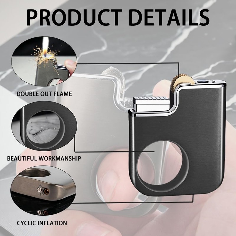 Creative Ring Buckle Grinding Wheel Lighter, Butane Torch Soft Flame,