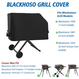 Griddle Cover for Blackstone 22” On The Go Scissor-Leg Griddle with Hood and Stand, Heavy Duty Waterproof Cover for Blackstone 1935 22inch Scissor Cart Griddle, Outdoor BBQ Grilling Cover