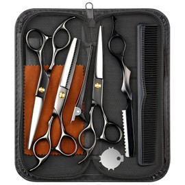 Scissors Set Hairdresser, 6.89 Inch 17.5 cm Stainless Steel Barber Hairdressing Scissors Multifunctional Salon Thinning Scissors Straight Scissors Tools Gifts for Mum Dad and Friends