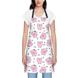 Smooffly Cute Pink Pig Piggy Apron, Cooking and Baking Apron for Men and Women, Kitchen and BBQ Bib