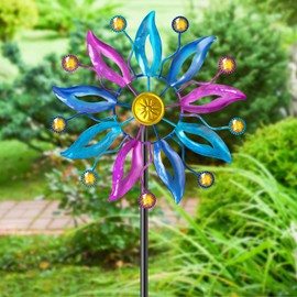 VeyFolzin.st Wind Spinner Outdoor, Metal Windmill Garden Decorations, Kinetic Wind Spinners Colorful Wind Sculpture Yard Art for Garden Patio Lawn Decor (1PC Single Turn B)