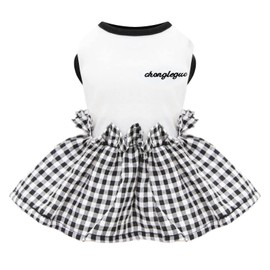 PETCARE Small Dog Dress Classic Black Plaid Dresses for Dogs Soft Cute Summer Puppy Dress Shirt Shih Tzu Pomeranian Chihuahua Yorkie Clothes Outfits for Small Dogs Girl