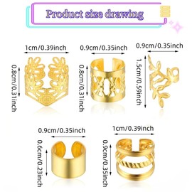 80 Pcs For Braids Accessories Jewelry,Hair Jewelry For Braids, Dreadlocks Adjustable Metal Hair Rings Cuff,Suitable Most People'S