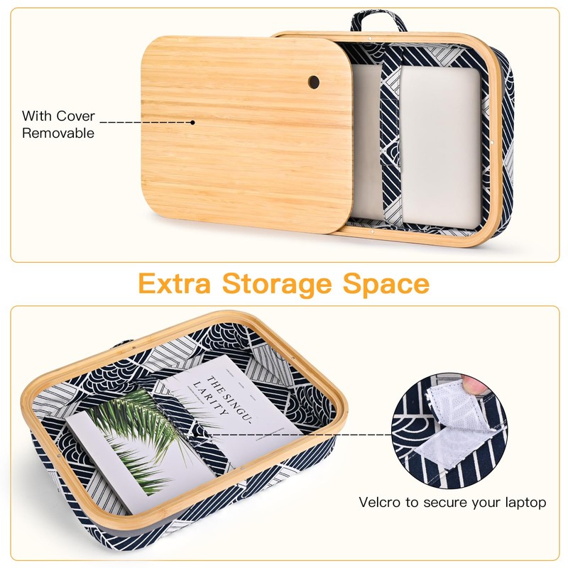 Mayjoy Bamboo Lap Desk with Storage, Cover Removable Lap Desk