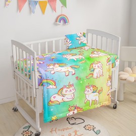 Datura home Crib Bedding Set,3pcs Nursery Crib Bedding with Comforter Crib Sheet & Crib Skirt,Watercolor Butterfly Printed Nursery Bedding for Baby Boys and Girls(Butterfly Purple)