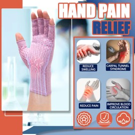 DRNAIETY 2 Pairs Arthritis Compression Gloves, for Women & Men Hand Arthritis, Anti-Slip Glue dot Gloves for Work（M Purple）