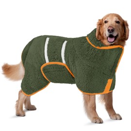 Bienbee Dog Bathrobe, Quick Drying Super Absorbent Dog Robes for After Bath, Warm Keeping Dogs Towel, Dogs Bath Supplies, Dark Green XL