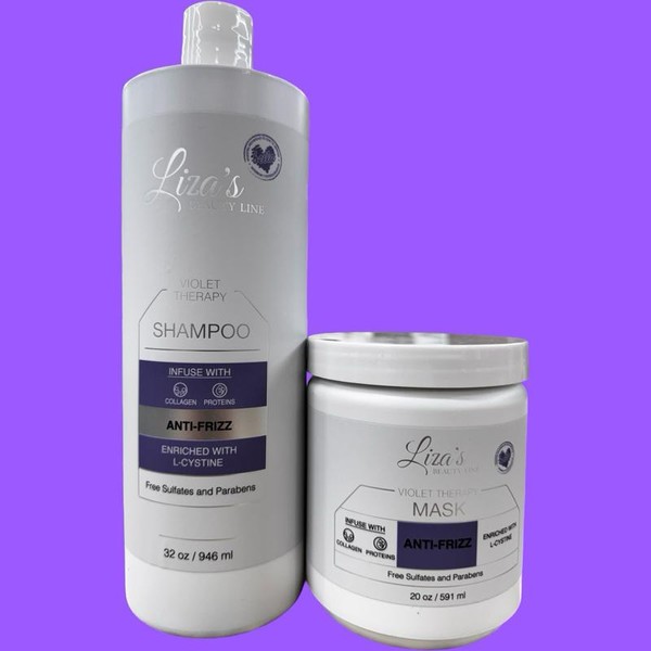 Liza's Violet Therapy Purple Shampoo & Mask Set Anti-Frizz Formula