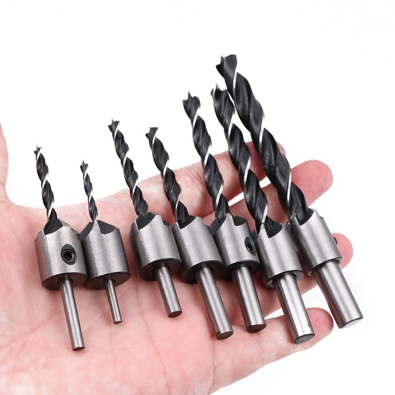 ZONADAH 7pcs in set HSS Countersink Drill Bits Set Woodworking