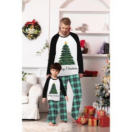 Umeyda Family Matching Christmas Pajamas, Holiday Pajama Sets for Family and Pets Scarf Pjs Xmas Outfits, Christmas Tree, One