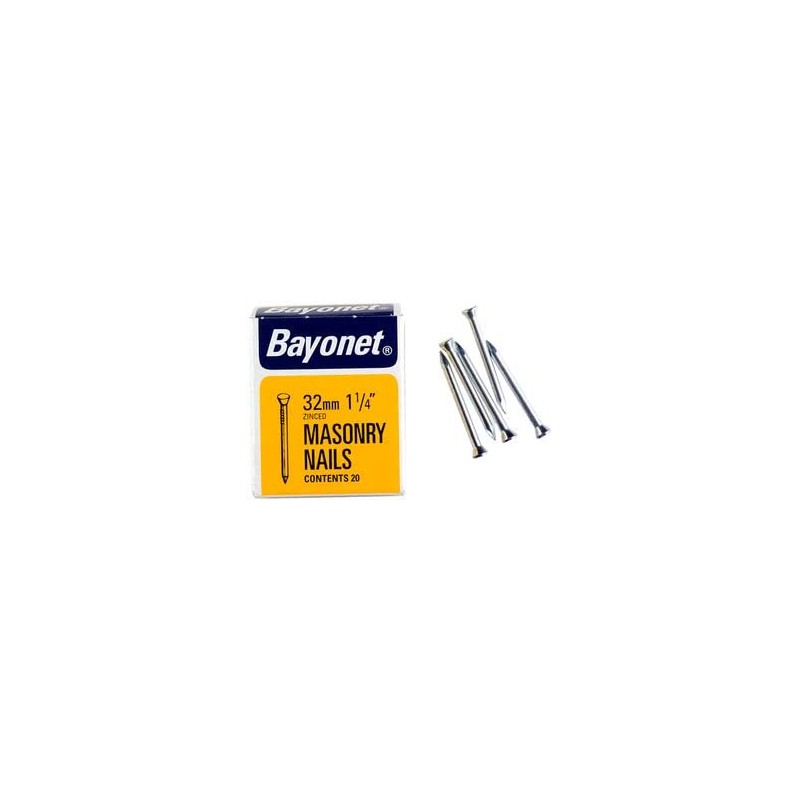 Masonry Nails ZINC Plated, 32MM (PK36), Nail Fasteners, Hardware, 36