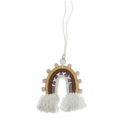 Bohemian Macrame Rainbow Car Charm, Hanging Air Freshener Decor Car Pendant, Handmade Car Rear View Mirror Charm, Auto Essential Oil Diffusers for Car Interior, Baby Nursery, Home (Style One)