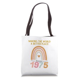 50th Birthday Making the World better since 1975 Rainbow Tote Bag