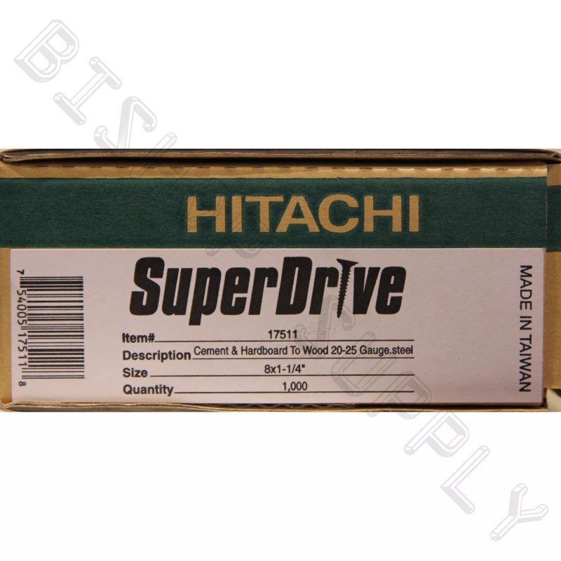Hitachi 17511 1000ct SuperDrive Cement & Hardboard 8x1-1/4" Collated Screws