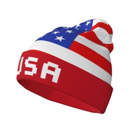 KKRMTUG American Flag Beanie Hat for Women Men Flag of America Knitted Hat Winter Warm Hats Soft Stretchy Ski Beanie Cap Unisex Stocking Caps