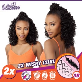 Sensationnel Lulutress crochet braiding hair - 2x wispy curl 3b pre made diy all kanekalon synthetic locs twists (1 pack, 2 DARKBROWN)