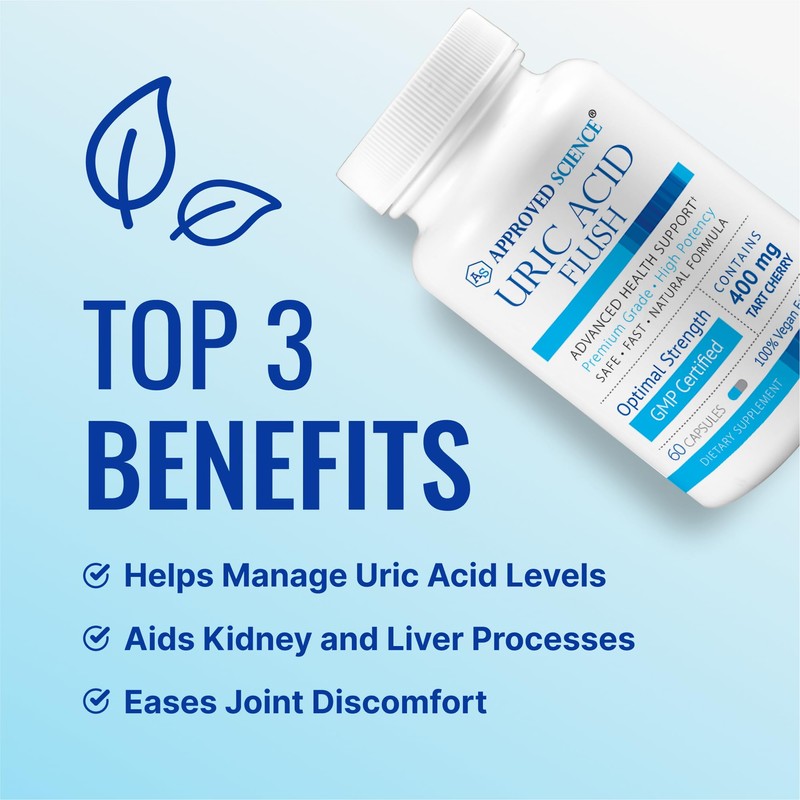 Approved Science Uric Acid Flush Supplement - Tart Cherry, Turmeric,