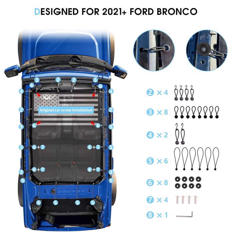 sukemichi Sunshade for Ford Bronco,Mesh Sun Shade Bikini Top Cover