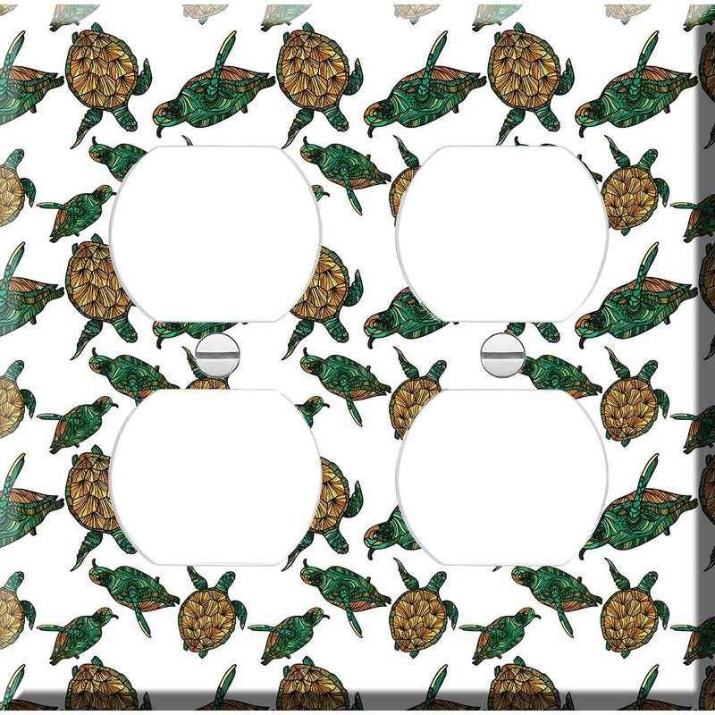 Double Duplex Outlet Cover Wall Plate - Decoratortive Sea Turtle