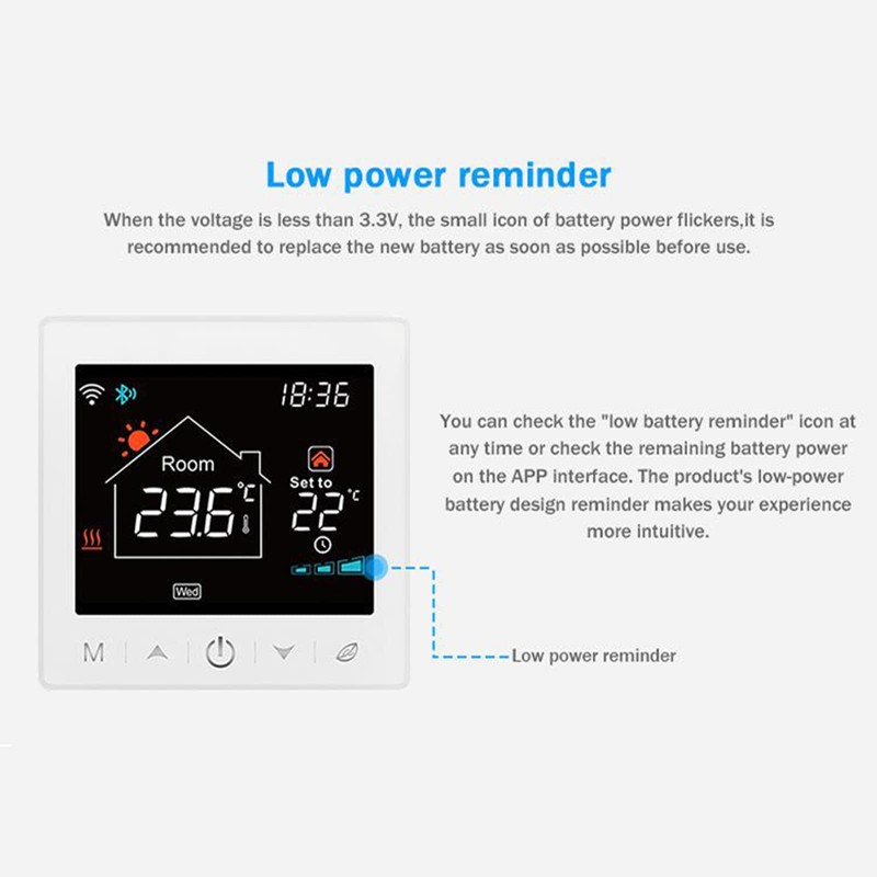 WiFi Smart Boiler Thermostat with Receiver 3.5Inch LCD Display Intelligent