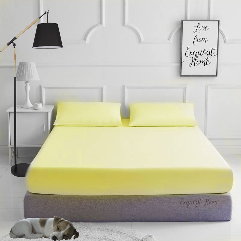 EXQUIZIT HOME Fitted Bed Sheet With Matching FREE 2 X