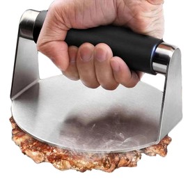 JNXHON 5.5inches 304Stainless Steel Burger Press, Round Burger Smasher ，Hamburger Press for Griddle, Bacon Press, Ground Steak Press，Smash Burger Press with Anti-Scald Handle