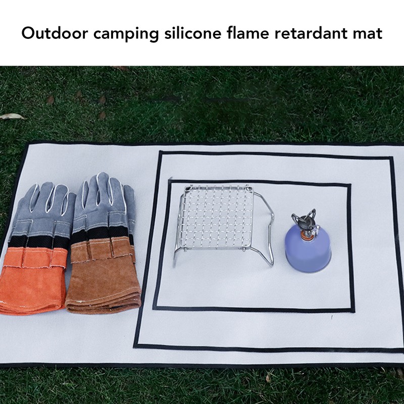 Fireproof Grill Pad Fiberglass Cloth Heat Resistant Foldable Square Fire