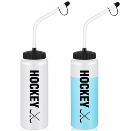 Domensi 2 Pack Large 1l Sports Water Bottle, 12.4" H x 5" W Translucent Easy Squeeze Plastic with Straw, Designed for Use with Football Lacrosse Hockey Helmets(Translucent Whit,Printed)