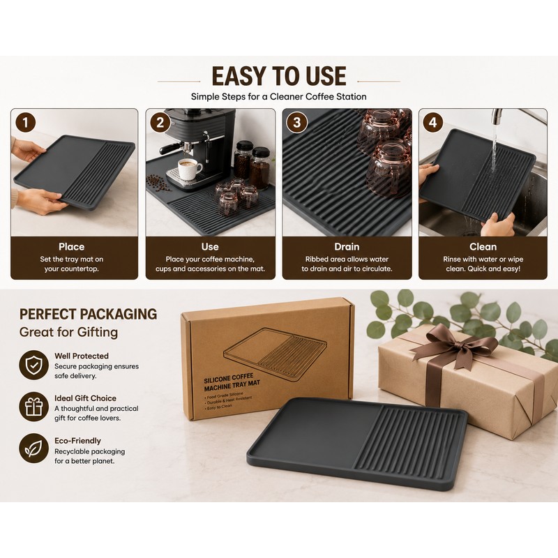 Silicone Heat Resistant Coffee Mat Tray for Kitchen and Vegetables