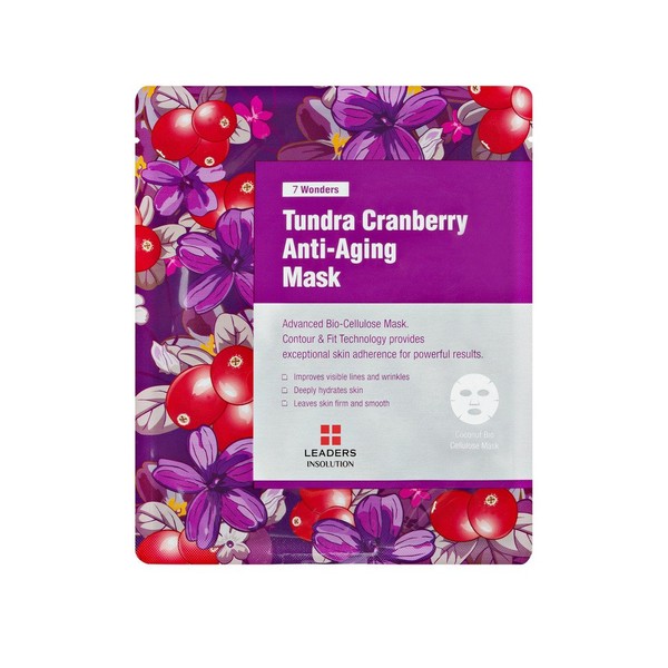 [Leaders Insolution] 7 Wonders Tundra Cranberry Anti-Aging Coconut Gel Bio-Cellulose Mask 10Pk