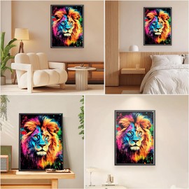 MEIYUDA Paint by Numbers Adults, DIY Set Adult Rainbow Lion Craft Set, 3 Brushes and Acrylic Paint, DIY Hand Painted Oil Painting Kit as a Gift and Home Decoration 30 x 40 cm (without Frame)