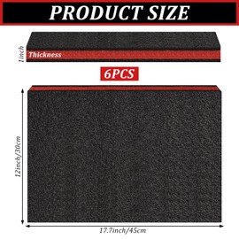 6 Pack Tool Box Foam Inserts for Cases,Tool Box Liner Polyethylene Sheets, Toolbox Kaizen Organizer and Storage Shadow(18 x 12 x 1 Inch,Red, Black) (6 Pcs Foam)
