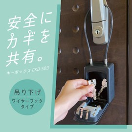 Carl CKB-S03-K Office Key Box, Key Storage Box, Key Security, 4-Digit Dial Lock, Wire Type, Length 15.7 inches (40 cm), Black, Japanese Manufacturer