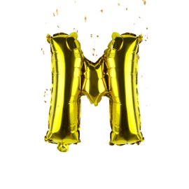 Gold Letter “M” Balloons 16 Inch, Mylar Foil Letter Alphabet, Hanging, Reusable for girls boys adults Birthday,Surprise,Wedding, Celebration, Sports Party Event Decoration Supplies