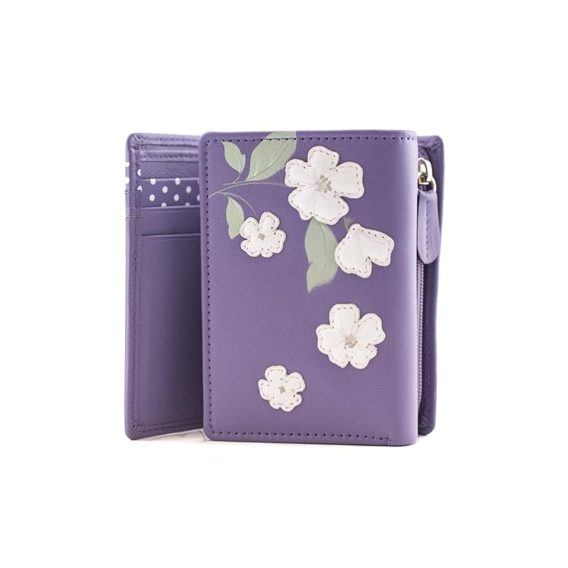Mala Leather Sakura Flower Compact Tri-fold Purse - 3677 28