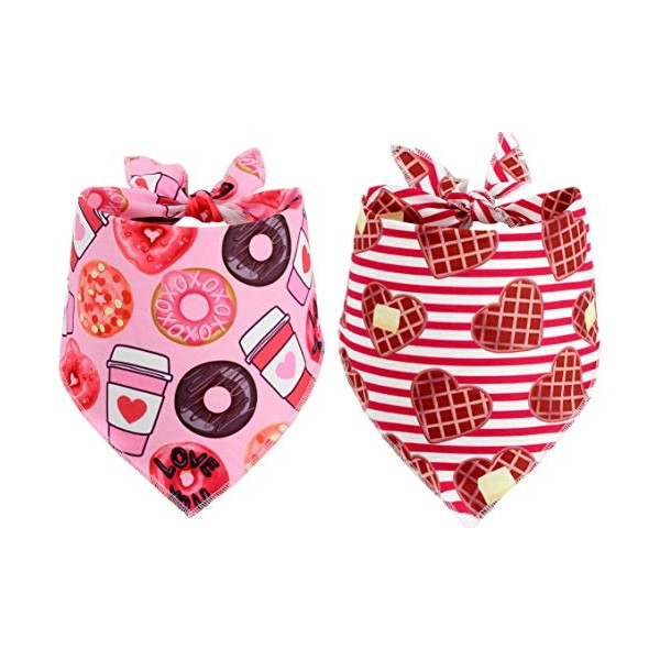 Valentines Day Dog Bandana 2 Pack - Triangle Bibs Pet