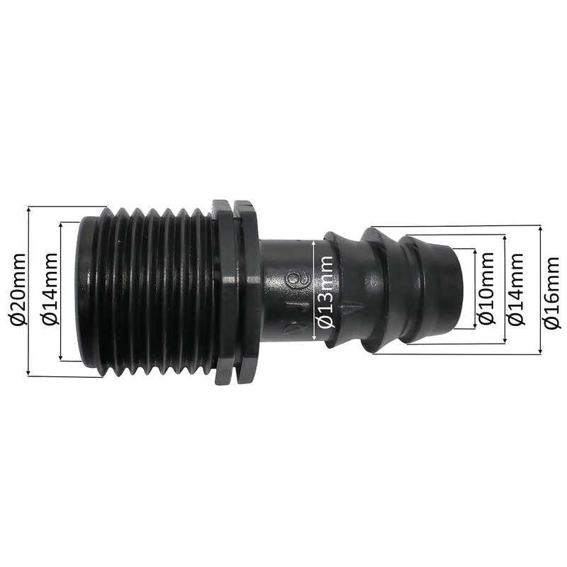 AERZETIX - C48705 - Set of 10 Adaptors/Fittings with Barb