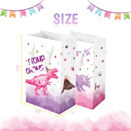 WERNNSAI Watercolor Dinosaur Party Favors Bag with Handle - 16 PCS Dinosaur Party Supplies Gift Bags for Girls Kids Dino Theme Goodies Treat Bags Wedding Baby Shower Birthday Party Decorations