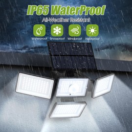 CADUKE Solar Motion Sensor Outdoor Lights, 4 Heads Solar Security Lights with Remote Control, IP65 Waterproof 2500LM Outdoor Lights for Yard, 2 Pack