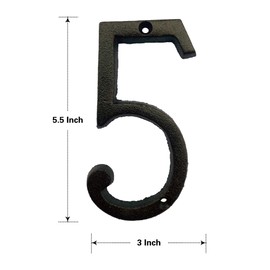 5.5 Inch House Numbers, Cast Iron House Numbers for Outside, Address Numbers for Houses, Farmhouse, Garage, Shop, Offices, Hotel, NUMBER 5